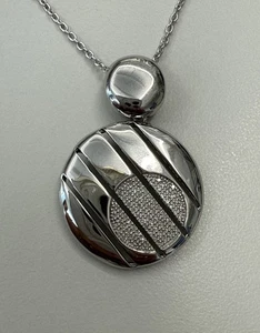 EFFY BH Silver Diamond 0.14 CT Circle Pendant Necklace With Chain New With Tag - Bild 1 von 7