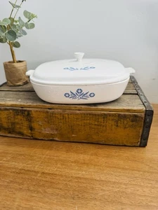 Vintage Corning Ware BLUE CORNFLOWER 10" CASSEROLE Skillet w Pyroceram Lid USA - Picture 1 of 6