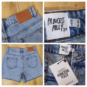 Princess Polly Laurena Denim Shorts Women Size 6 NWT Raw Hem Jean Short Boho - Picture 1 of 12