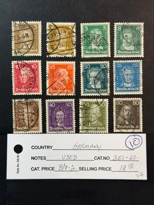 Alemania # 351 - 362 Usado* 2024 Scott Catálogo Valor $18,15 Foto 1 de 2