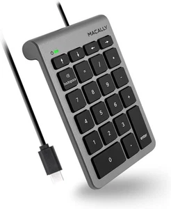 Macally Wired USB C Numeric Keypad for Mac - Work Better - Type C Space Gray - Picture 1 of 7