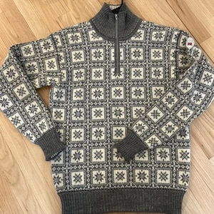 Dale Of Norway 1/4 Zip 100% Wool Alvoy Sweater Arctic Ski Snowflake Medium - Picture 1 of 11