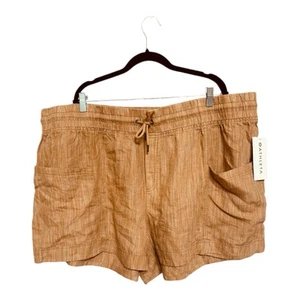 Athleta Cabo 100% Linen Textured 4" Shorts Women Sz 26 Pullon Drawstring Beach - Picture 1 of 7