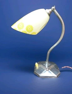 VINTAGE ART DECO DESK LAMP 1930/50s CHROME GLASS ADJUSTABLE TABLE LAMP SWAN NECK - Picture 1 of 24
