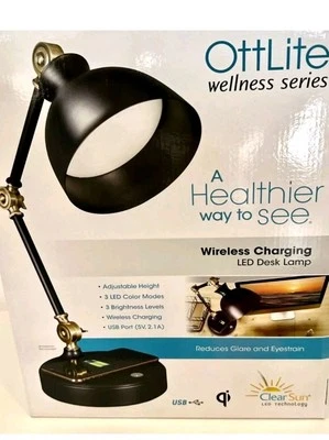OttLite Executive Series Wireless Charging LED Desk Lamp Adjustable - Black - Image 1 of 4