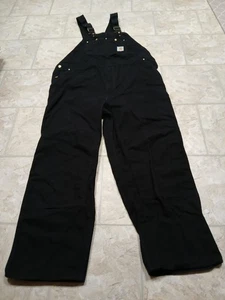 Carhartt Men's 50x30 Model Double Knee Black Hammer Loop Bib Overalls - Picture 1 of 20