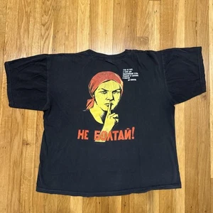 Vintage Soviet Union 90s KGB Funny War Black Shirt Large - Picture 1 of 7