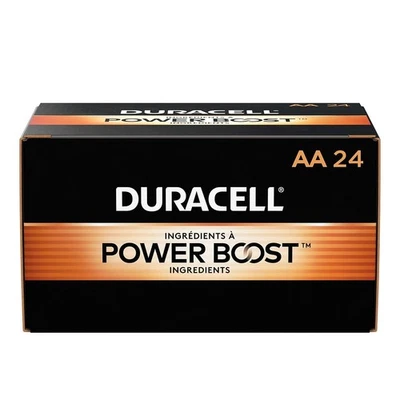 Duracell Alkaline AA Batteries Coppertop MN1500 1.5V 电池 24 包 — 第 1/4 张图片