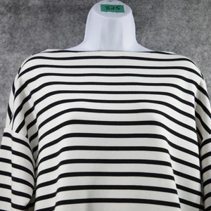 Spanx Sweater Top Women Small Stripe Lux Airessentials Bateau Neck Drop Shoulder - Picture 1 of 9