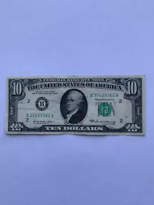 1969 $10 ten dollar bill Used U.S. Currency Serial Number # B35439362A - Picture 1 of 8
