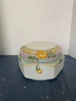 Caja de polvo cubierta floral vintage Art Deco Nipon Foto 1 de 4