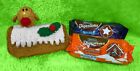 KNITTING PATTERN - Christmas Yule Log with Robin Digestives Buscuit Holder 16cms