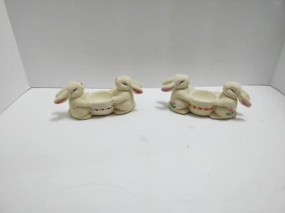 Vintage Easter Bunny Rabbit Egg Cup Pebble Sand Glaze Porcelain Bisque Spring 2 - Image 1 of 4