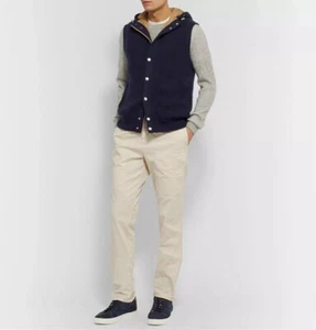 BRUNELLO CUCINELLI Blue 100% Cashmere Hooded Goose Down Vest Gilet 46 Euro XS - Picture 1 of 20