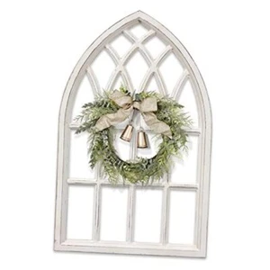Rustic Arched Window Frame 20 x 32 inch, Hanging Distressed White Window Pane - Picture 1 of 7