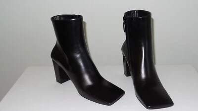 $1350 BALENCIAGA BOTAS DE TORNOZELO PRETAS DE COURO PRETO BIQUEIRA QUADRADA TAMANHO 36.5 - Imagem 1 de 4