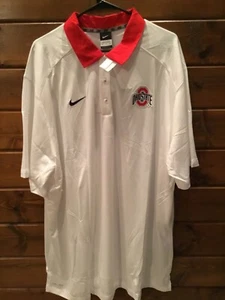 Ohio State Buckeyes Elite Coaches White w/Scarlet Collar Polo Shirt Size Men 3XL - Picture 1 of 6