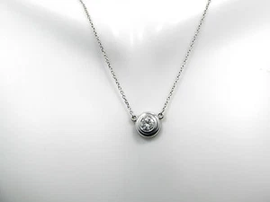 .50 Ct Solitaire Diamond Pendant Round Cut 14k White Gold Necklace - Picture 1 of 5