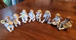 8 mini estatuillas de querubín de porcelana de músico Putti de colección Alemania Scheibe Alsbach - Imagen 1 de 21