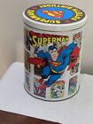 Superman 50th Birthday empty Pretzel Tin 1987 - ( 10 1/2" tall )