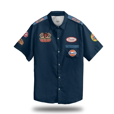 Personalized Vintage Garage | Casual Button Shirt Work Style Printed Lightweight - Image 1 of 4