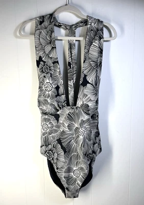 Traje de baño convertible Express Body Contour grande negro blanco floral 1 pieza nuevo Foto 1 de 4
