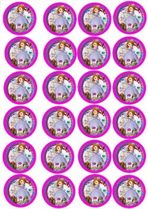 24 Muffin & Cupcake Aufleger  Oblate - Fondant Sofia die Erste C6 - Bild 1 von 1