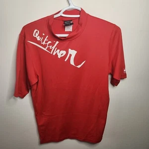 Quiksilver Rash Guard Mens MED Red Short Sleeve Medium Weight High Neck - Bild 1 von 4