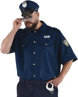 Camisa de policía oficial de policía azul disfraz elegante Halloween adulto accesorio Foto 1 de 2