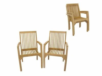 AFG chaise de jardin chaises de jardin chaise empilable chaises empilables lot de 2 teck (6690) - Photo 1/4