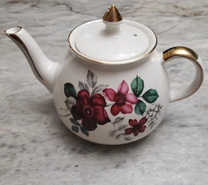 Hector Gibson Floral Teekanne England vergoldete Akzente Keramik - Bild 1 von 14