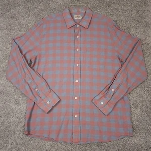 Faherty Shirt Large Blue Pink Plaid Flannel Button Up Long Sleeve - Picture 1 of 8