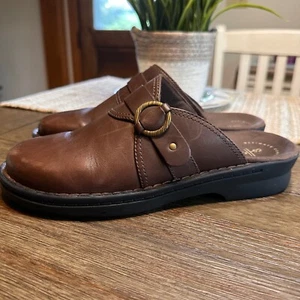 Clarks Patty Lorene Zuecos de Cuero Mulas Hebilla Acento Slides Zapatos Talla 7.5 - Imagen 1 de 9