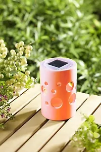 (6) Home Decor Solar Ceramic LED Bulb Garden Table Lamp Brown Terra Cotta - Picture 1 of 1