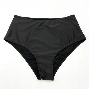 Shein Womens Bikini Swim Bottoms Size 0X Beachy Summer Festival Black High Waist - Picture 1 of 4