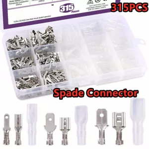 315PCS 2.8mm/4.8mm/6.3mm Female Male Spade Connector Wire Crimp Splice Terminals - Picture 1 of 12