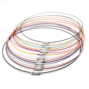 10Strand 17.5" Steel Wire Necklace Cord DIY Jewelry Making Brass Screw Clasp 1mm - Picture 1 of 28