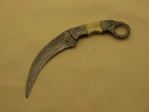 Custom Hand Forged Damascus Steel Hunting knife with Camel bone Handle + sheath - Picture 1 of 5