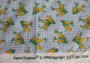VTG Fabric Traditions 1994 EARS OF CORN 1 Yard - Picture 1 of 3