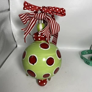 Carla Grogan Keramik Weihnachtsschmuck rot gepunktet - Bild 1 von 5