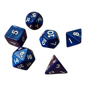 Dungeons & Dragons Polyhedral Dice Set Of 6 Blue / White Numbers Unbranded - Picture 1 of 6