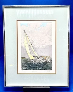 John Collette “Racing” Original Artwork Sailboat Sailing Nautical Signed 159/200 - Picture 1 of 9