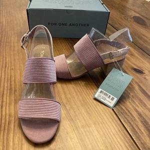 NWT Toms Poppy Womens 9.5 Mauve Corduroy Block Heel Sandals Free Shipping - Picture 1 of 10