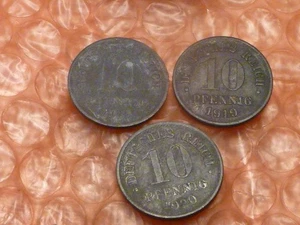 Deutschland Kaiserreich 10 Pfennig 1919,20,21, insgesamt 3 Münzen - Bild 1 von 2