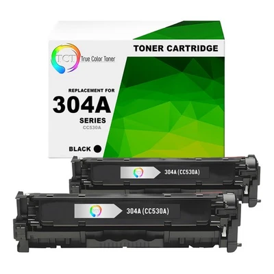 TCT 2 Black CC530A 304A Toner Cartridges For HP Color LaserJet CP2025 CM2320 - Image 1 of 4