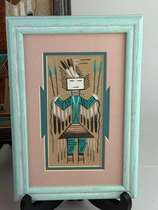 Vintage NAVAJO Sandgemälde signiert authentisch Southwestern - Bild 1 von 2