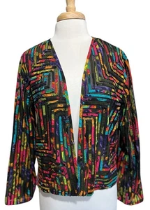 Chaqueta Bolero CHICO'S Talla 2 Intrincadamente Bordada Transparente Top Negra Multi - Imagen 1 de 7