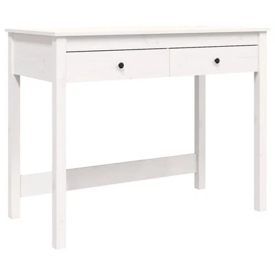 Schreibtisch Mit Schubladen Weiß 100x50x78 Cm Massivholz Kiefer Home Office - Bild 1 von 4