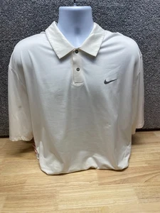 Nike Tiger Woods Collection Mens XXL Dri Fit White Orange Stripe Golf Polo Snap - Picture 1 of 12
