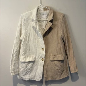 LELIS 100% Baumwolle Blazer Jacke einfarbig leicht Small Preppy Country Club - Bild 1 von 5